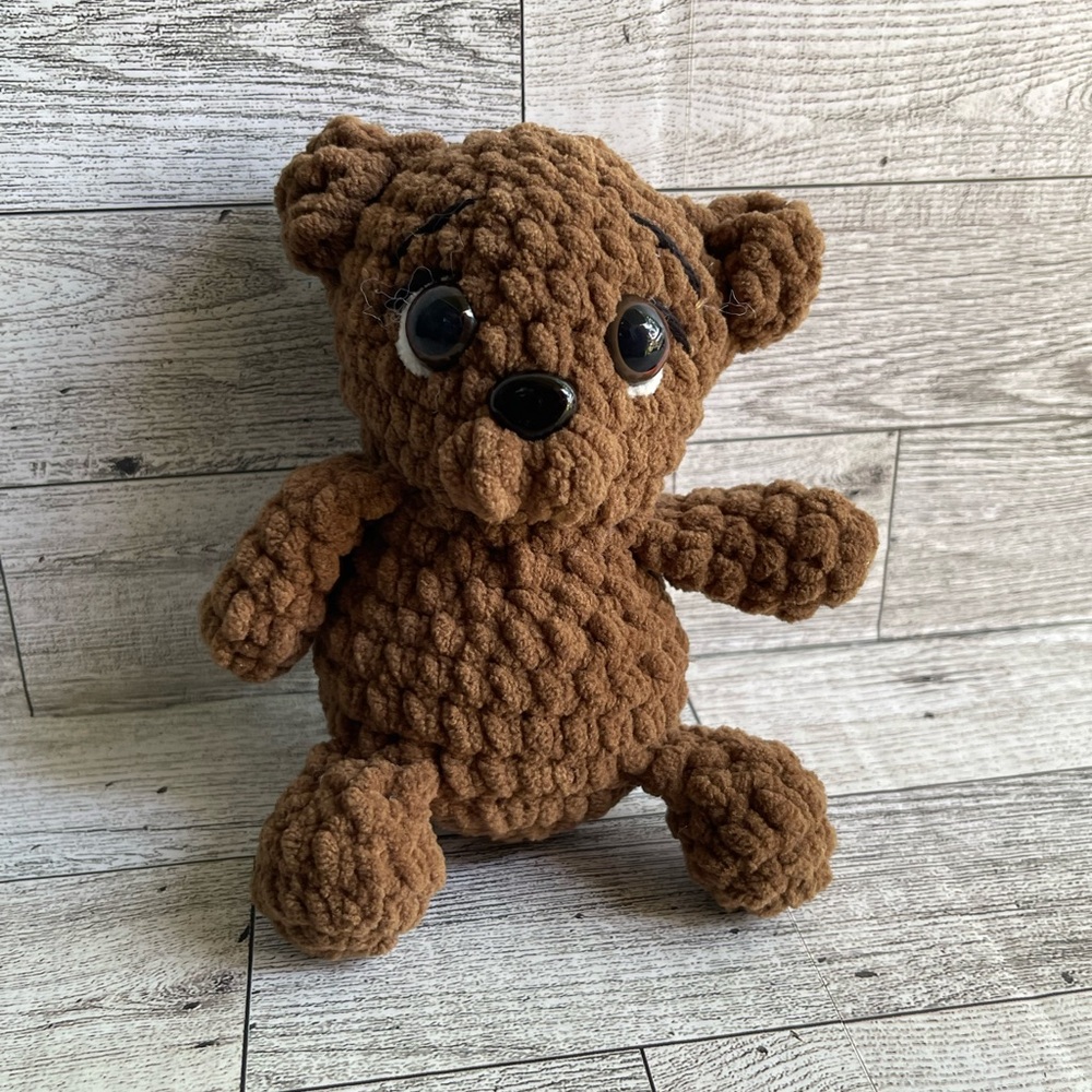 Brown Plush Dog Toy Handmade Crochet